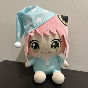 SPY X FAMILY FURYU Anya Forger In Blue Pajamas And Hat Eyes Open Plush 2023 EUC